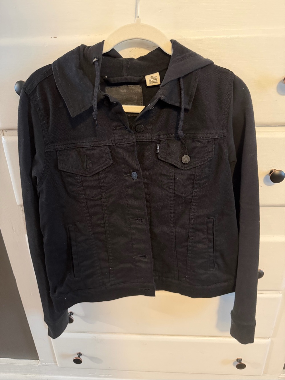 Signature by Levi Strauss Black Hooded Jean Jacket